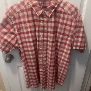 Patagonia Red and White Plaid Short-Sleeve Button-Down Shirt